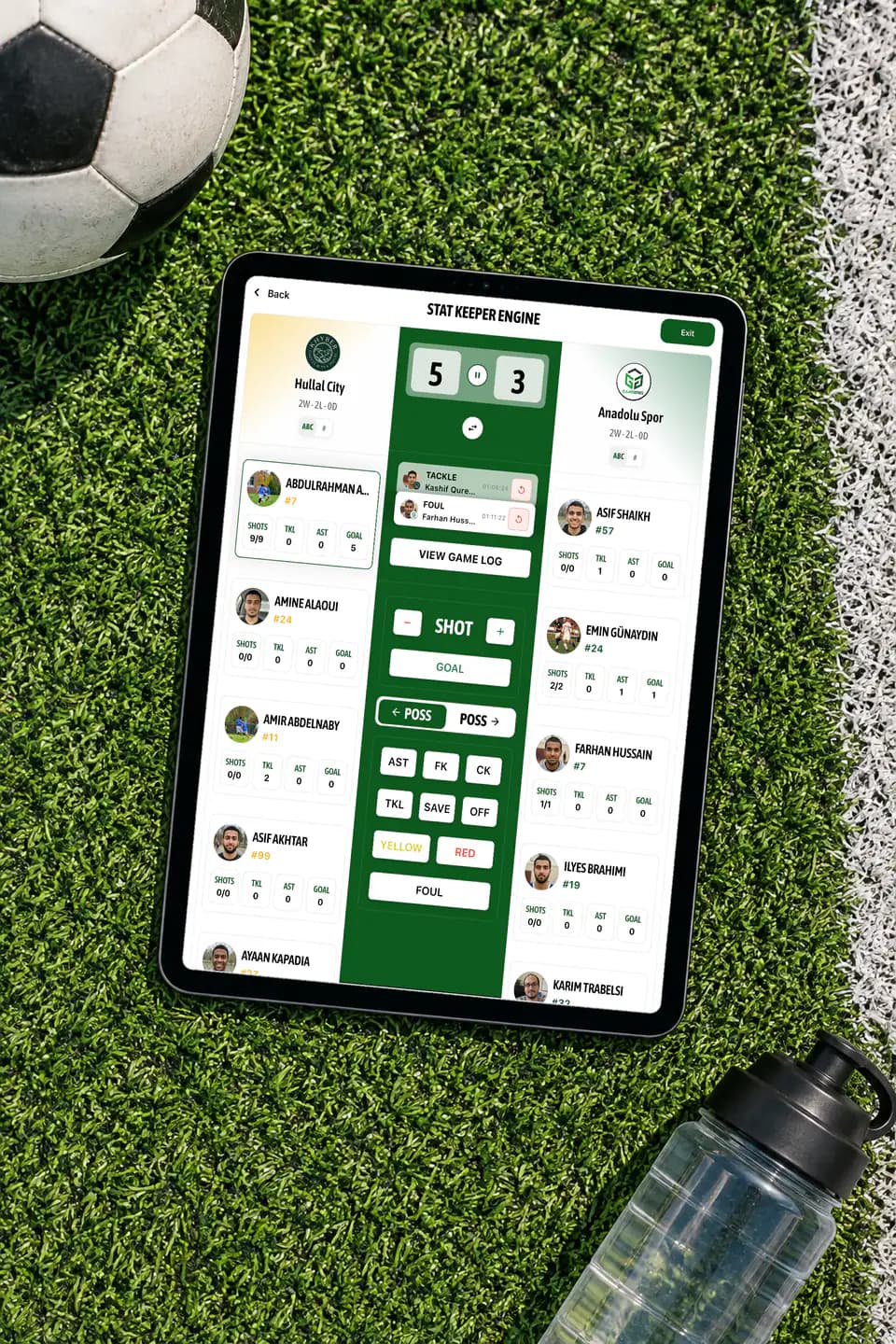 GameGrid Stat Keeper on an iPad on turf