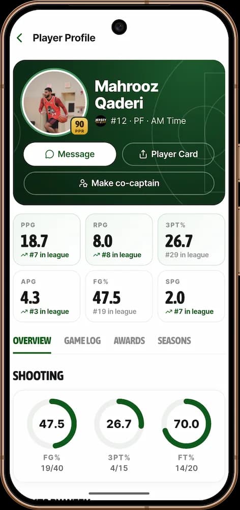 GameGrid player profile on an Android phone