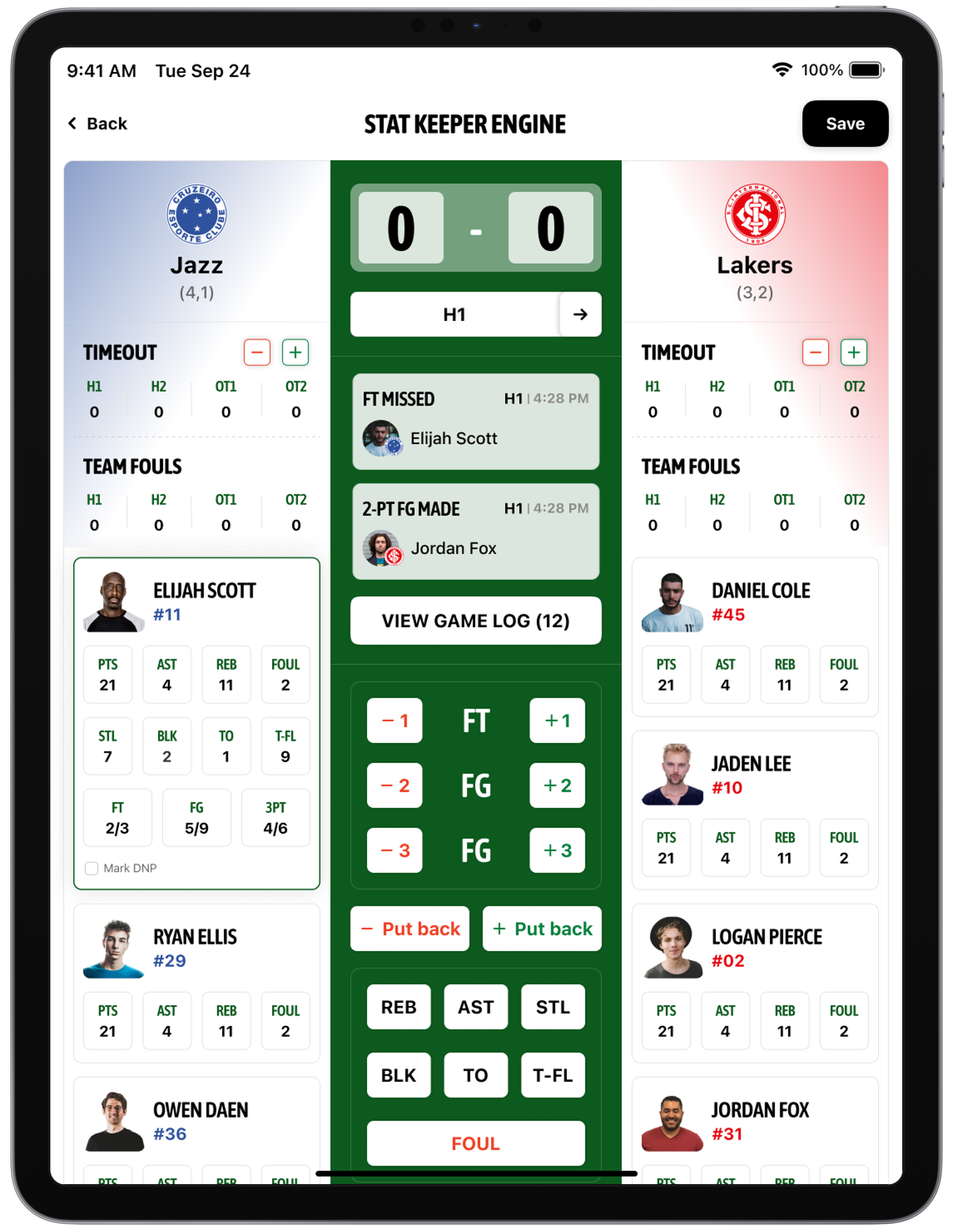 iPad mockup with stat engine